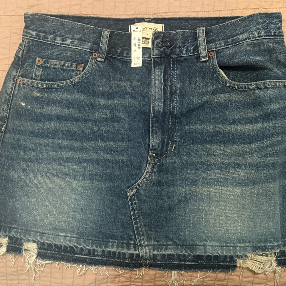 Madewell Distressed Indigo Mini Skirt